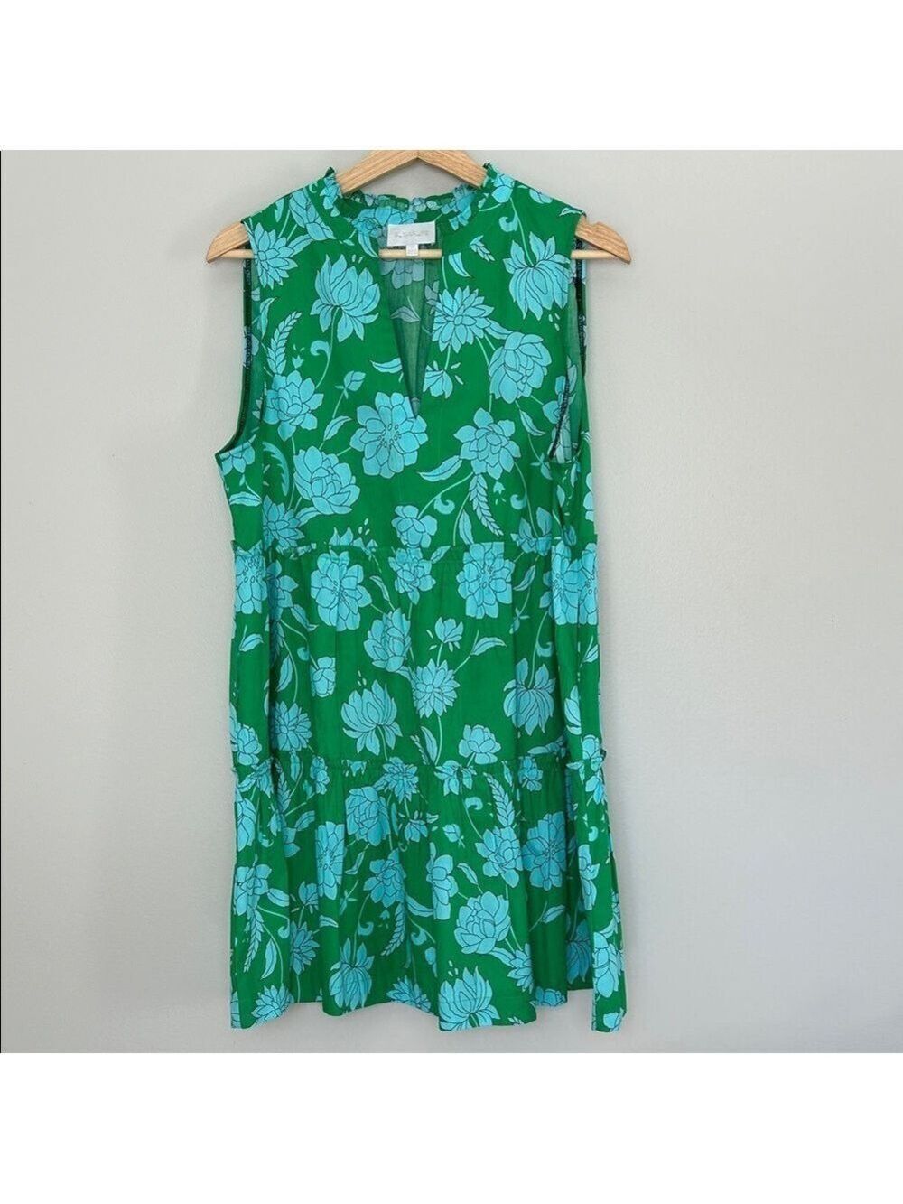 Sugarlips Waterlilly Floral Split Neck Sleeveless Dress 100% Cotton